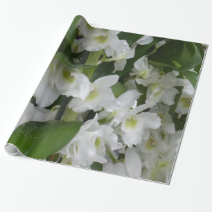 Papier Cadeau orchidées fantastiques, blanc 01
