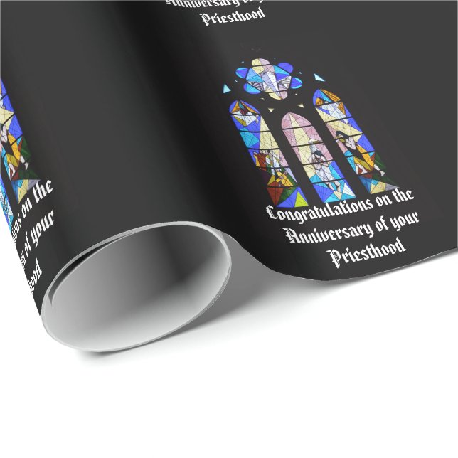Papier Cadeau Ordination Anniversaire Prêtre Pasteur personnalis (Coin rond)