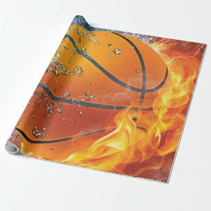 Papier Cadeau oreiller de basketball en feu
