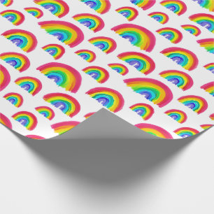 Papier Cadeau Orgueil arc-en-ciel peint à la main blanc