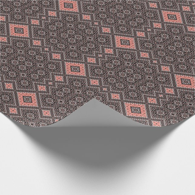 Papier Cadeau oriental, arabe, ornement, marron, rouge, ethnique (Coin)