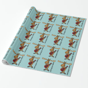 Papier Cadeau Orignaux drôles jouant l'anniversaire Giftwrap de