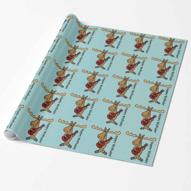 Papier Cadeau Orignaux drôles jouant l'anniversaire Giftwrap de (Déroulé)