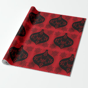 Papier Cadeau Ornement de crâne rouge et noir
