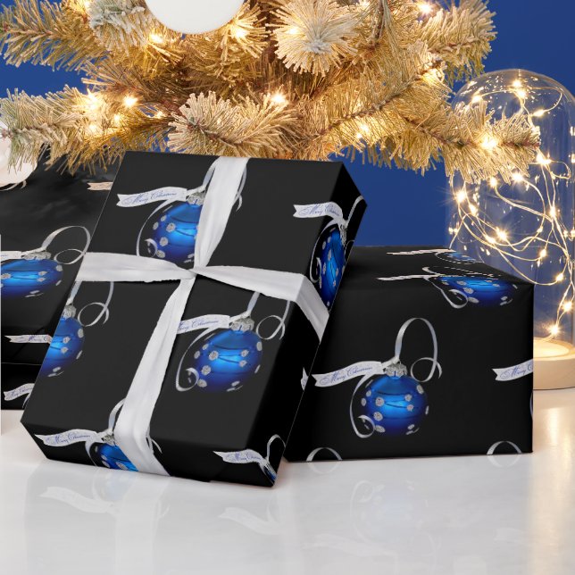Papier Cadeau Ornement de Noël bleu (Vacances)