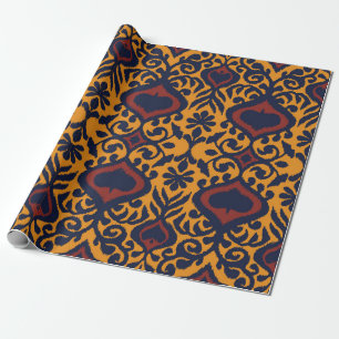 Papier Cadeau Ornement folklorique géométrique Ikat. Damas orien