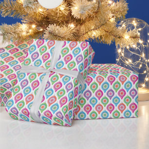 Papier Cadeau Ornements d'arbres de Noël aux couleurs de bonbons