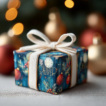 Ornements de Noël bleus classiques et motif de hou