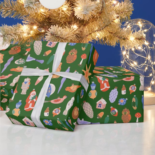 Papier Cadeau Ornements de Noël vintage (Vacances)
