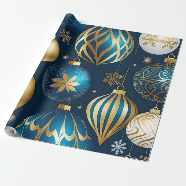 Papier Cadeau ornements festifs de noël enveloppant papier (Déroulé)