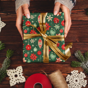 Papier Cadeau Ornements festifs Motif sans couture