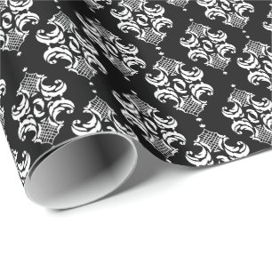 Papier Cadeau Ornements Floraux Blancs Et Noirs Motif géométriqu