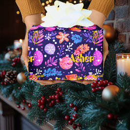 Papier Cadeau Ornements personnalisés et Noël floral