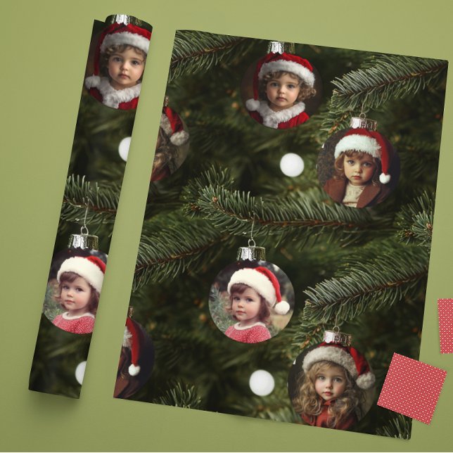 Papier Cadeau Ornements photo de vacances arbre de Noël personna (Créateur téléchargé)