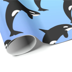 Papier Cadeau Orque Épaulard Bleu