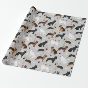 Papier Cadeau Os bergers allemands et pattes