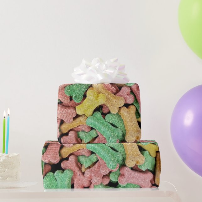 Papier Cadeau Os de chien colorés (Cadeaux de fête)