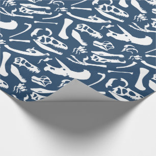 Papier Cadeau Os de dinosaure (bleus)