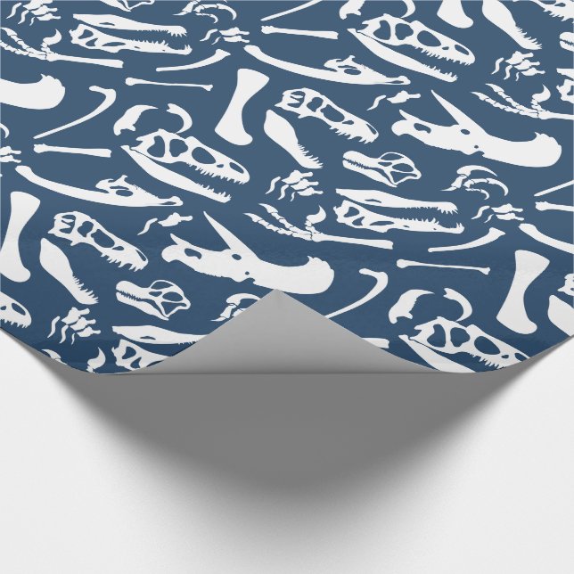 Papier Cadeau Os de dinosaure (bleus) (Coin)