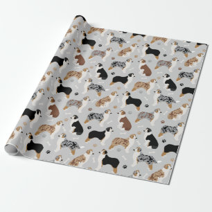 Papier Cadeau Os et pattes des bergers australiens