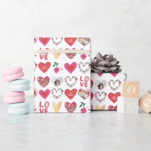 Papier Cadeau Où l'amour grandit Photos personnalisées et texte