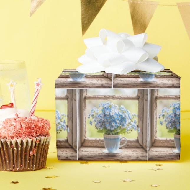 Papier Cadeau Oubliez-Moi-Pas De La Tasse De Café (Fête d'anniversaire)
