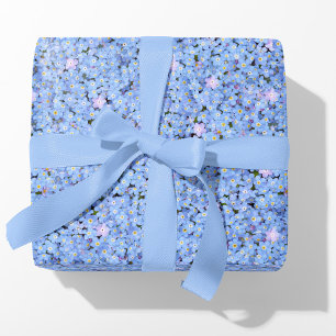 Papier Cadeau Oubliez-moi pas la photo florale bleue