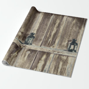 Papier Cadeau Ouest rustique Lanternes de grange en bois