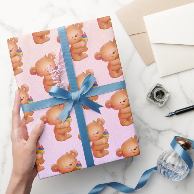 Papier Cadeau Ours avec cône de glace (Cadeaux)