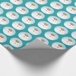 Papier Cadeau Ours blanc dans un motif de casquette de