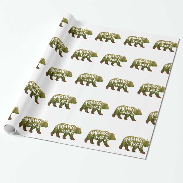 Papier Cadeau Ours de maman - Choisir la couleur arrière - plan (Déroulé)