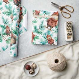 Papier Cadeau Ours de Noël floral