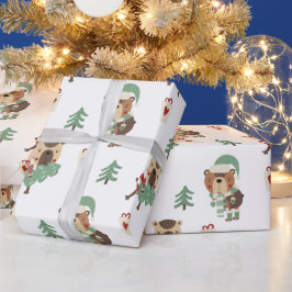 Papier Cadeau Ours de Noël mignon