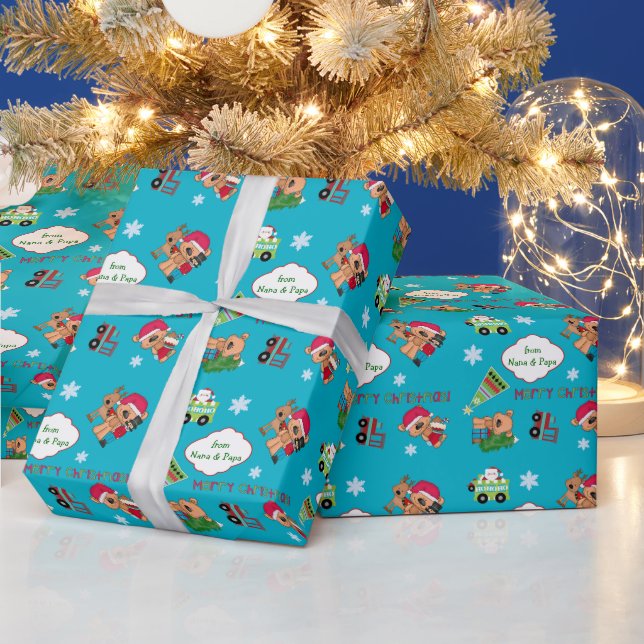 Papier Cadeau Ours de Noël personnalisés (Vacances)