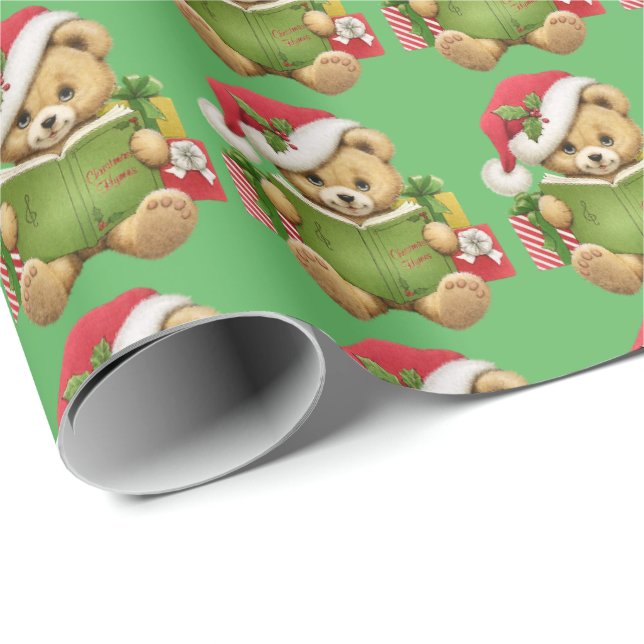 Papier Cadeau Ours de nounours mignon de Noël (Coin rond)