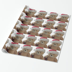 Papier Cadeau Ours de Père Noël avec peu de papier d'emballage d