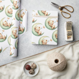 Papier Cadeau Ours en peluche au-dessus de la lune