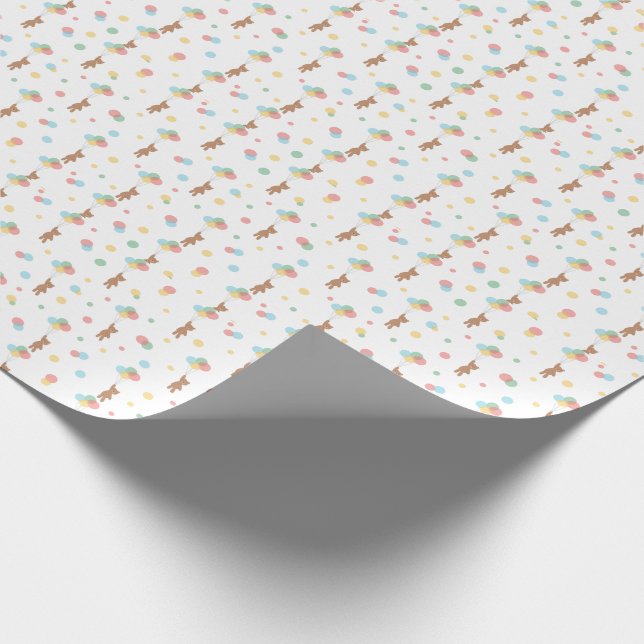Papier Cadeau Ours en peluche avec ballons (Coin)
