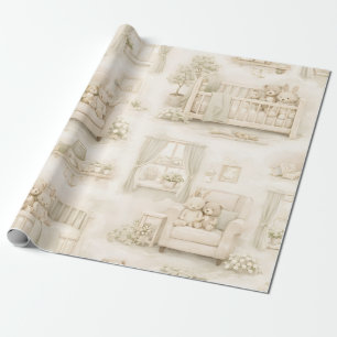 Papier Cadeau Ours en peluche de la nurserie neutre Chambre moti