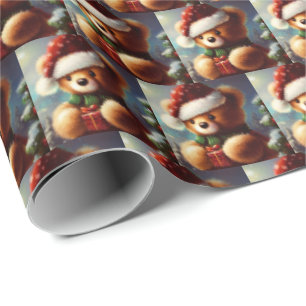 Papier Cadeau Ours en peluche de Noël 2