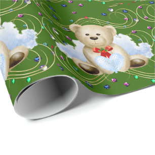 Papier Cadeau Ours en peluche de Noël 2 papier d'enveloppement