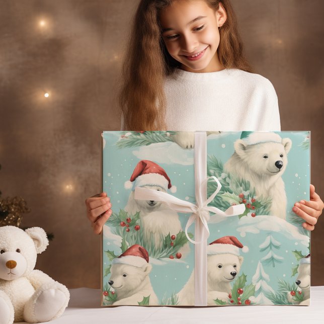 Papier Cadeau Ours en peluche de Noël mignon moderne (Créateur téléchargé)