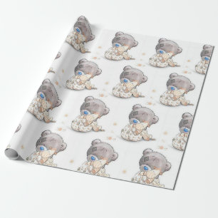 Papier Cadeau Ours en peluche mignon avec jouet personnalisable