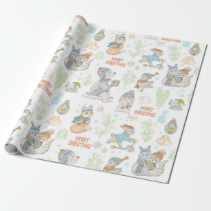 Papier Cadeau Ours Et Amis Motif Noël