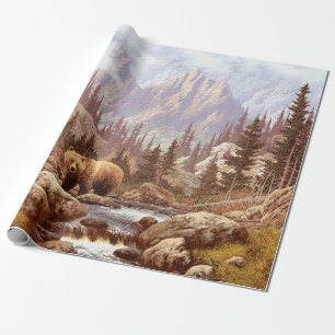 Papier Cadeau Ours grizzli dans les Rocheuses / AF-006bear, g