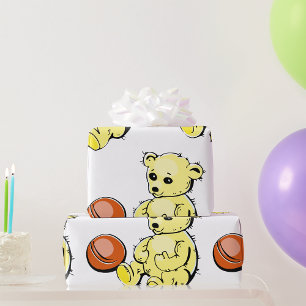 Papier Cadeau Ours Jaune Teddy