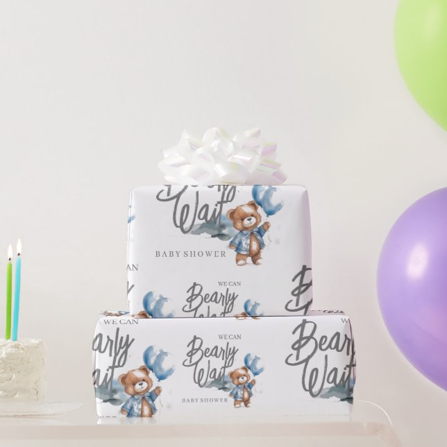 Papier Cadeau Ours moderne Teddy Baby garçon Douche (Cadeaux de fête)