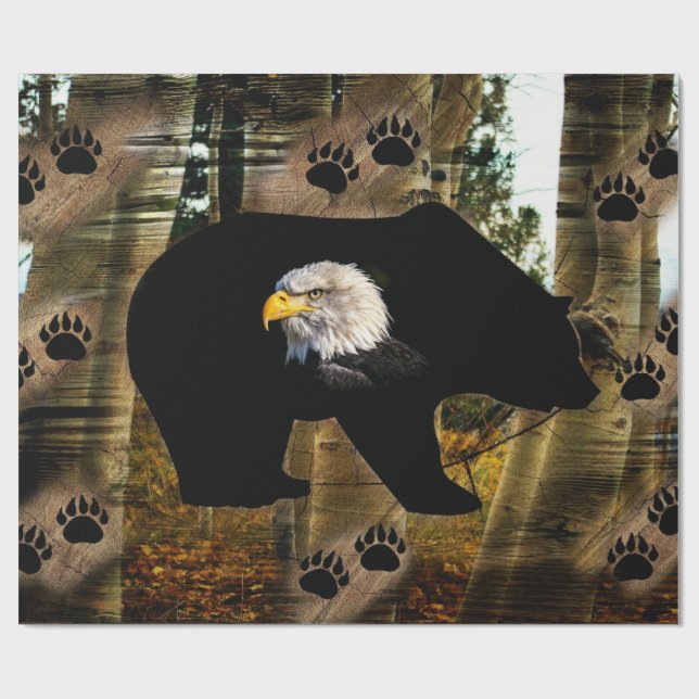 Papier Cadeau Ours noir Aigle sauvage (Plat)