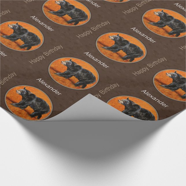Papier Cadeau Ours noir AutAutomne Terre Brown (Coin)