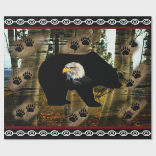 Papier Cadeau Ours Noir Ourson Ourson Ourson Ours Empreintes de 